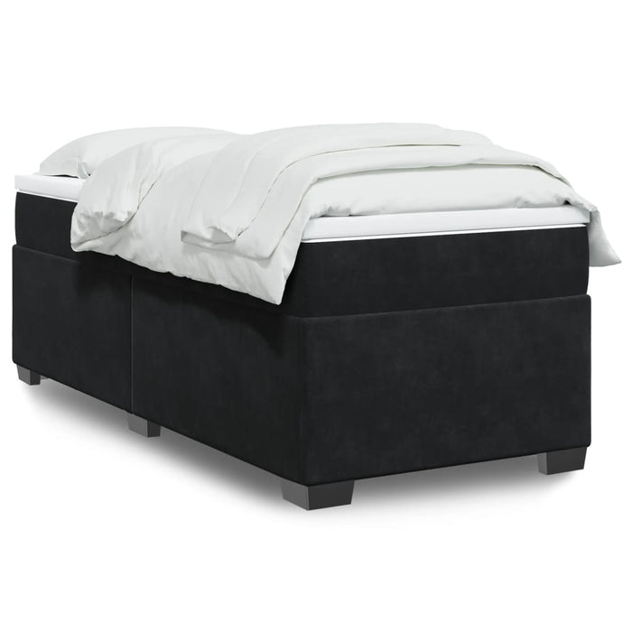 Pat box spring cu saltea, negru, 100x200 cm, catifea - WALTI WALTI