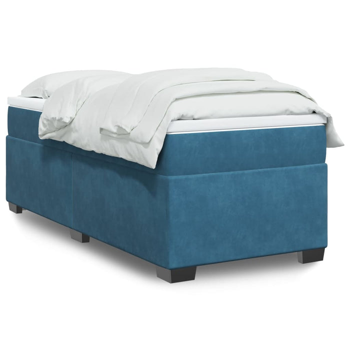Pat box spring cu saltea, albastru închis, 100x200 cm, catifea - WALTI WALTI