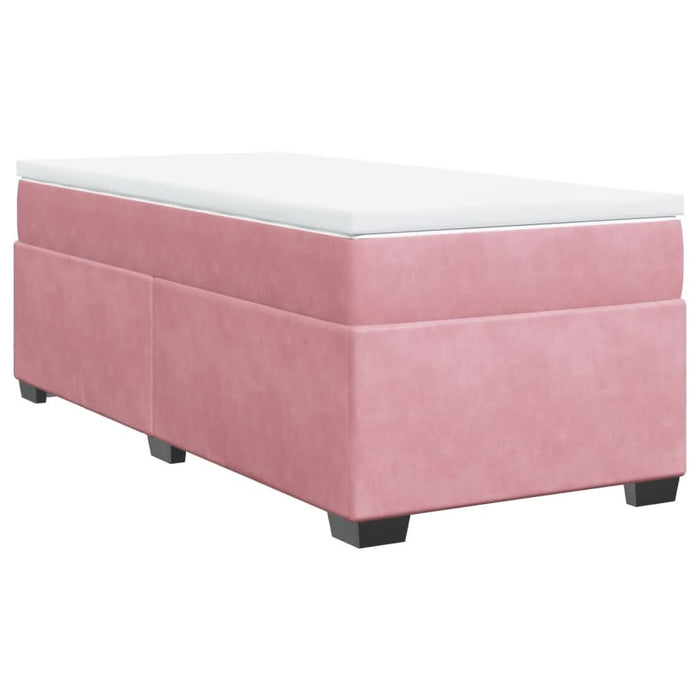 Pat box spring cu saltea, roz, 100x200 cm, catifea - WALTI WALTI