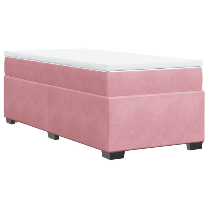 Pat box spring cu saltea, roz, 100x200 cm, catifea - WALTI WALTI