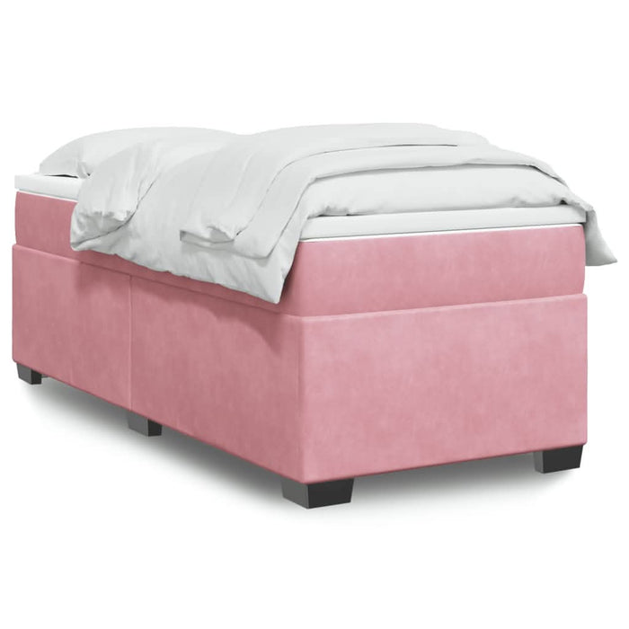 Pat box spring cu saltea, roz, 100x200 cm, catifea - WALTI WALTI