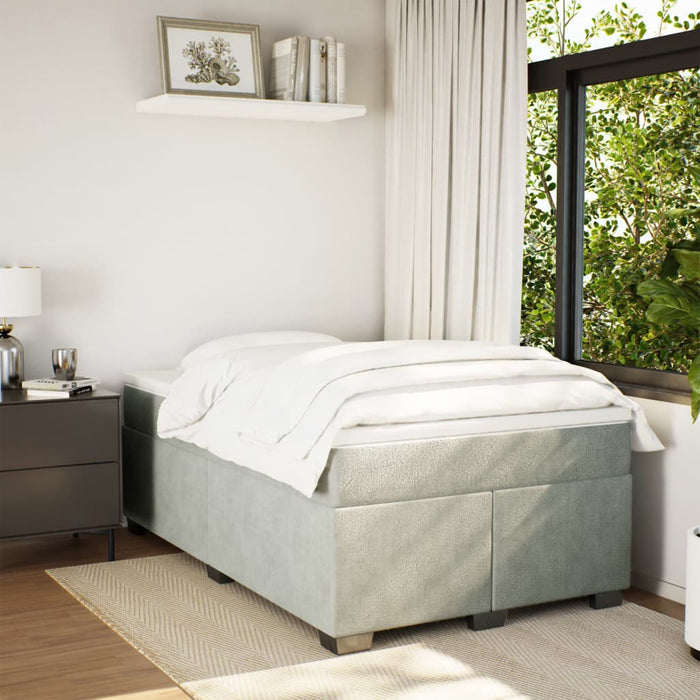 Pat box spring cu saltea, gri deschis, 120x190 cm, catifea - WALTI WALTI