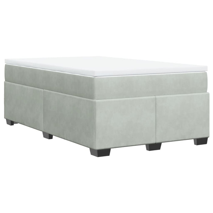 Pat box spring cu saltea, gri deschis, 120x190 cm, catifea - WALTI WALTI