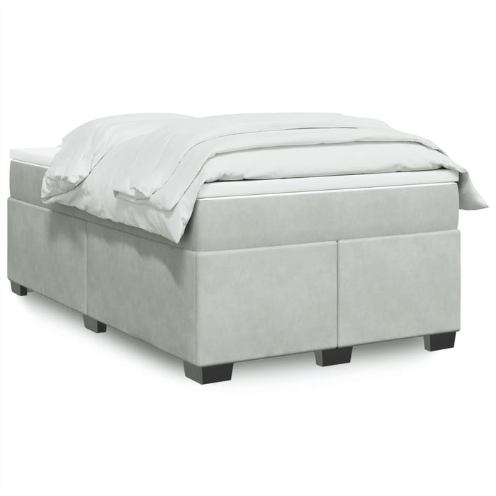 Pat box spring cu saltea, gri deschis, 120x190 cm, catifea - WALTI WALTI