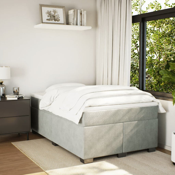 Pat continental cu saltea, gri deschis, 120x200 cm, catifea - WALTI WALTI