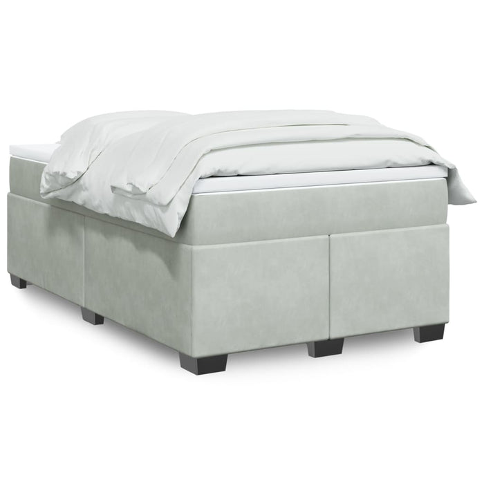 Pat continental cu saltea, gri deschis, 120x200 cm, catifea - WALTI WALTI
