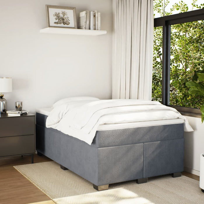 Pat box spring cu saltea, gri închis, 120x200 cm, catifea - WALTI WALTI