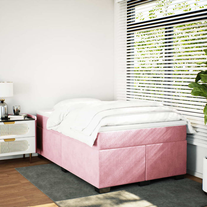 Pat box spring cu saltea, roz, 120x200 cm, catifea - WALTI WALTI