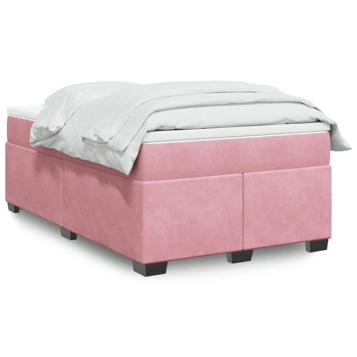 Pat box spring cu saltea, roz, 120x200 cm, catifea - WALTI WALTI