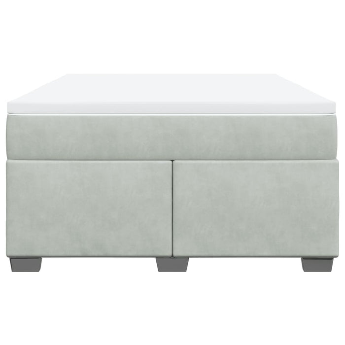 Pat box spring cu saltea, gri deschis, 140x190 cm, catifea - WALTI WALTI