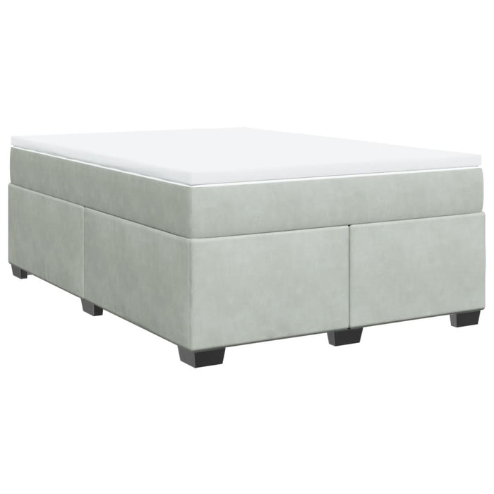 Pat box spring cu saltea, gri deschis, 140x190 cm, catifea - WALTI WALTI
