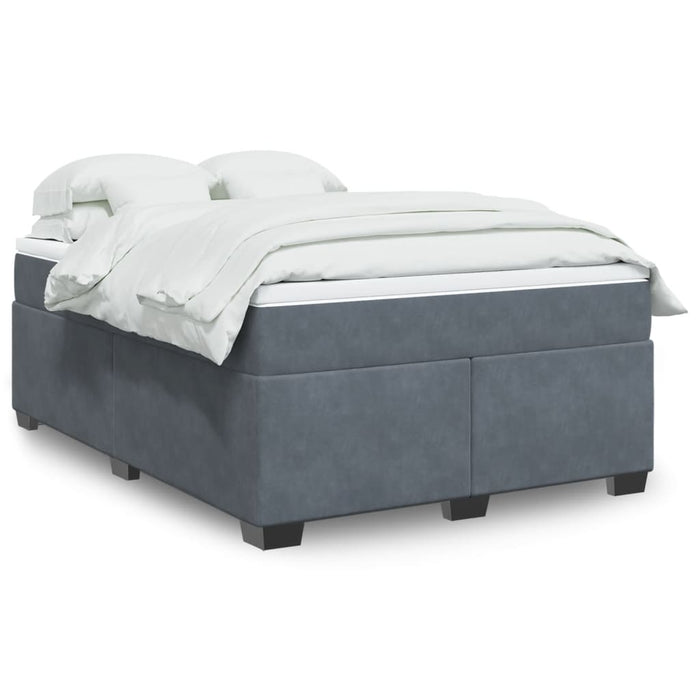 Pat box spring cu saltea, gri închis, 140x190 cm, catifea - WALTI WALTI