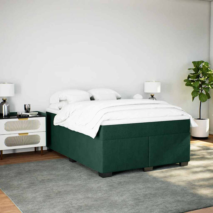 Pat box spring cu saltea, verde închis, 140x190 cm, catifea - WALTI WALTI