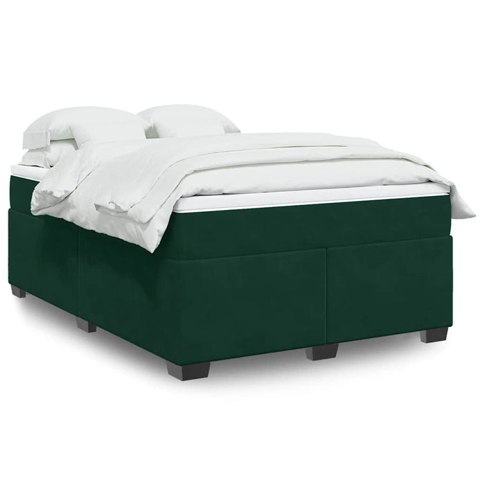 Pat box spring cu saltea, verde închis, 140x190 cm, catifea - WALTI WALTI