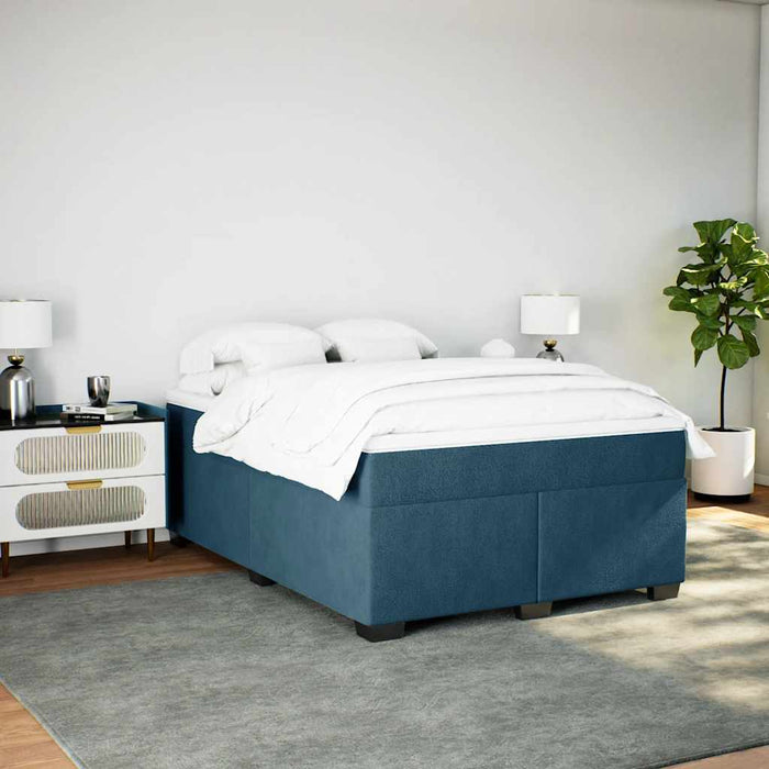 Pat box spring cu saltea, albastru închis, 140x190 cm, catifea - WALTI WALTI