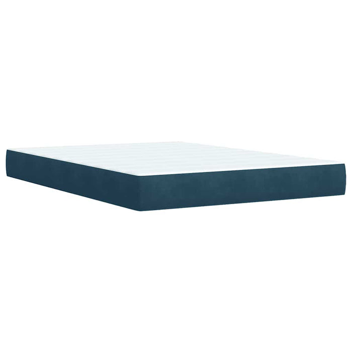 Pat box spring cu saltea, albastru închis, 140x190 cm, catifea - WALTI WALTI