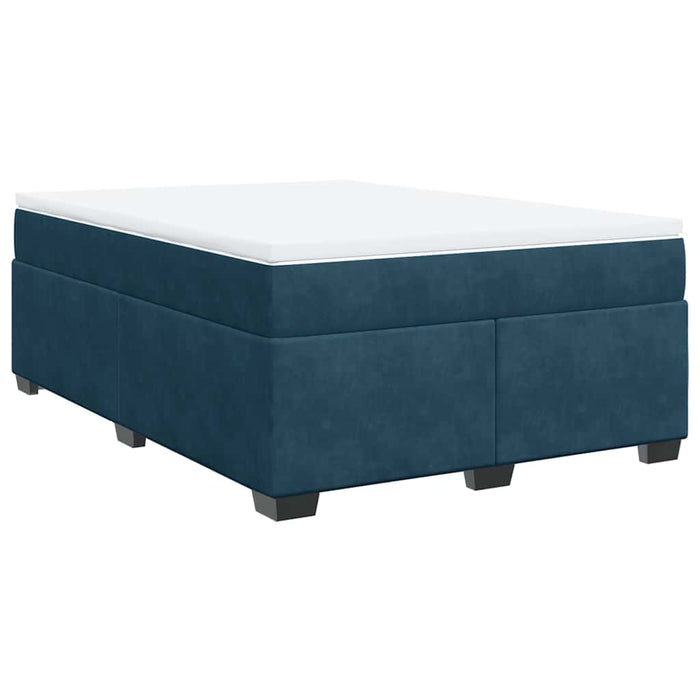 Pat box spring cu saltea, albastru închis, 140x190 cm, catifea - WALTI WALTI