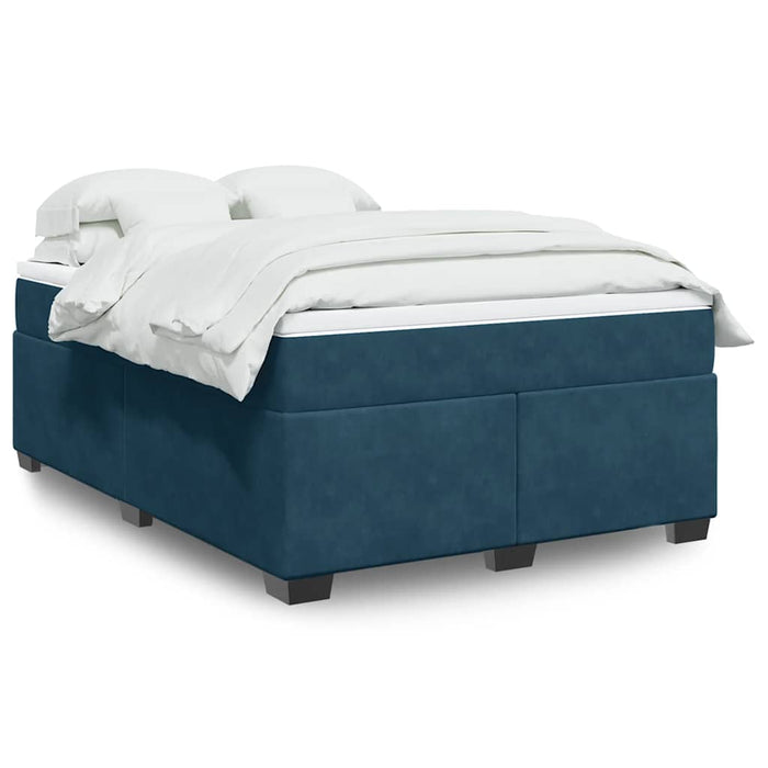 Pat box spring cu saltea, albastru închis, 140x190 cm, catifea - WALTI WALTI