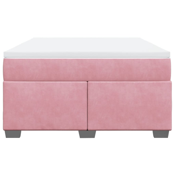 Pat box spring cu saltea, roz, 140x190 cm, catifea - WALTI WALTI