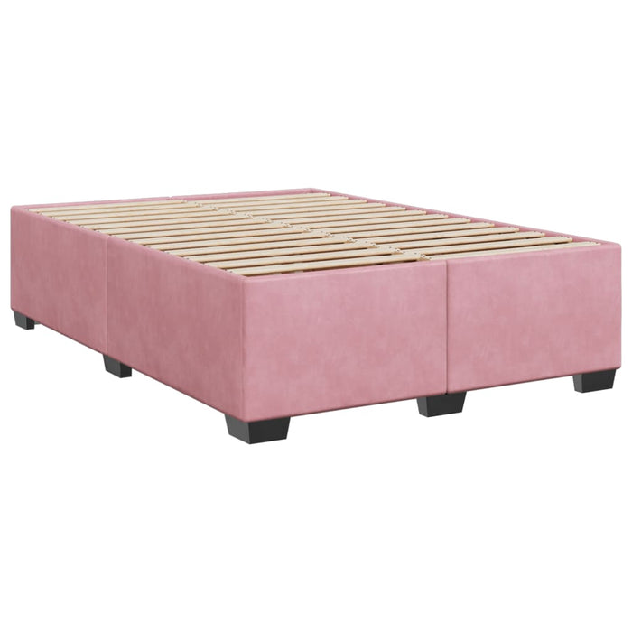 Pat box spring cu saltea, roz, 140x190 cm, catifea - WALTI WALTI