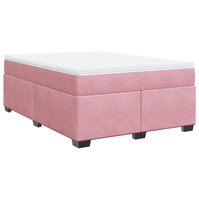 Pat box spring cu saltea, roz, 140x190 cm, catifea - WALTI WALTI