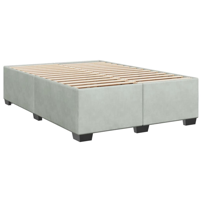 Pat box spring cu saltea, gri deschis, 140x200 cm, catifea - WALTI WALTI