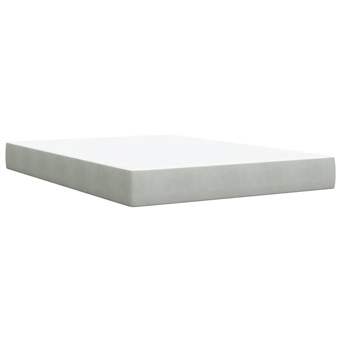 Pat box spring cu saltea, gri deschis, 140x200 cm, catifea - WALTI WALTI