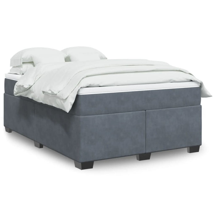Pat box spring cu saltea, gri închis, 140x200 cm, catifea - WALTI WALTI