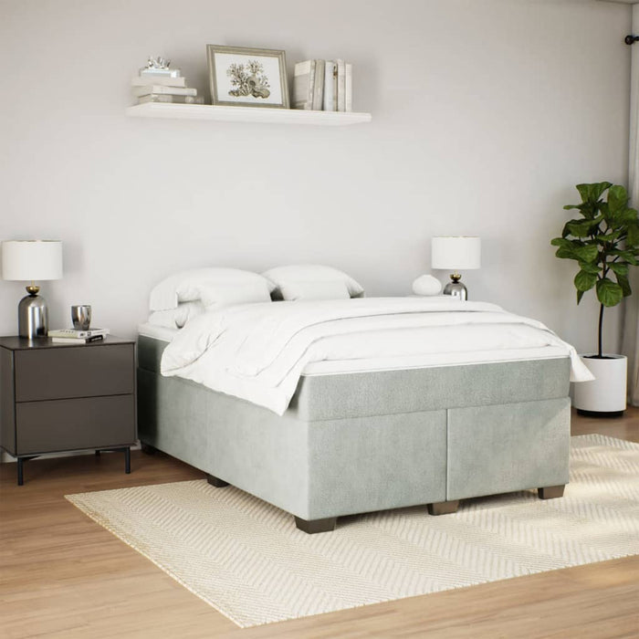 Pat box spring cu saltea, gri deschis, 160x200 cm, catifea - WALTI WALTI