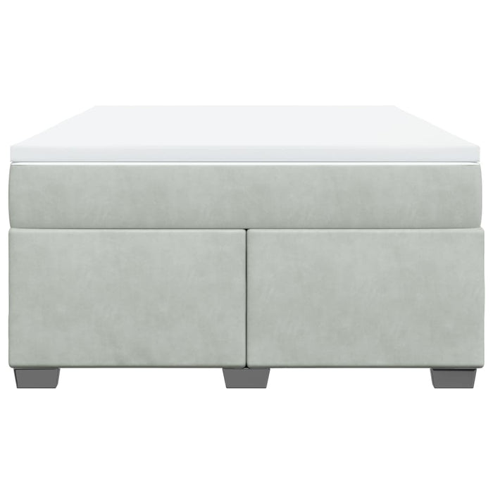 Pat box spring cu saltea, gri deschis, 160x200 cm, catifea - WALTI WALTI