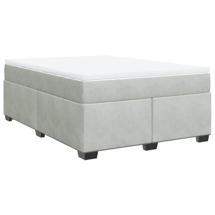 Pat box spring cu saltea, gri deschis, 160x200 cm, catifea - WALTI WALTI