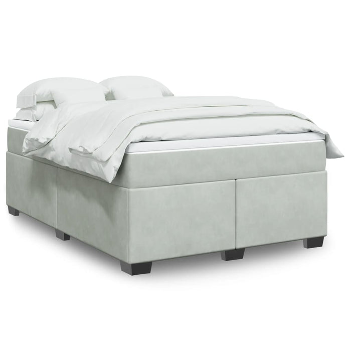Pat box spring cu saltea, gri deschis, 160x200 cm, catifea - WALTI WALTI