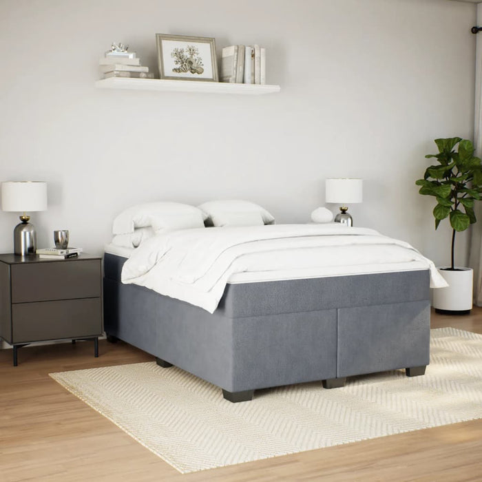 Pat box spring cu saltea, gri închis, 160x200 cm, catifea - WALTI WALTI