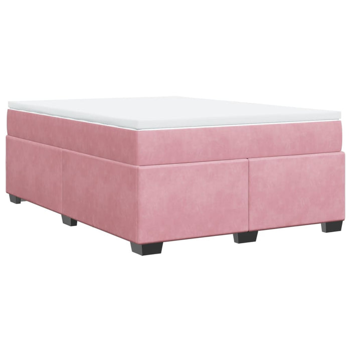 Pat box spring cu saltea, roz, 160x200 cm, catifea - WALTI WALTI