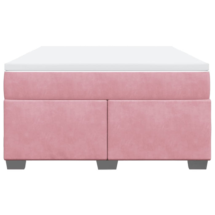 Pat box spring cu saltea, roz, 160x200 cm, catifea - WALTI WALTI