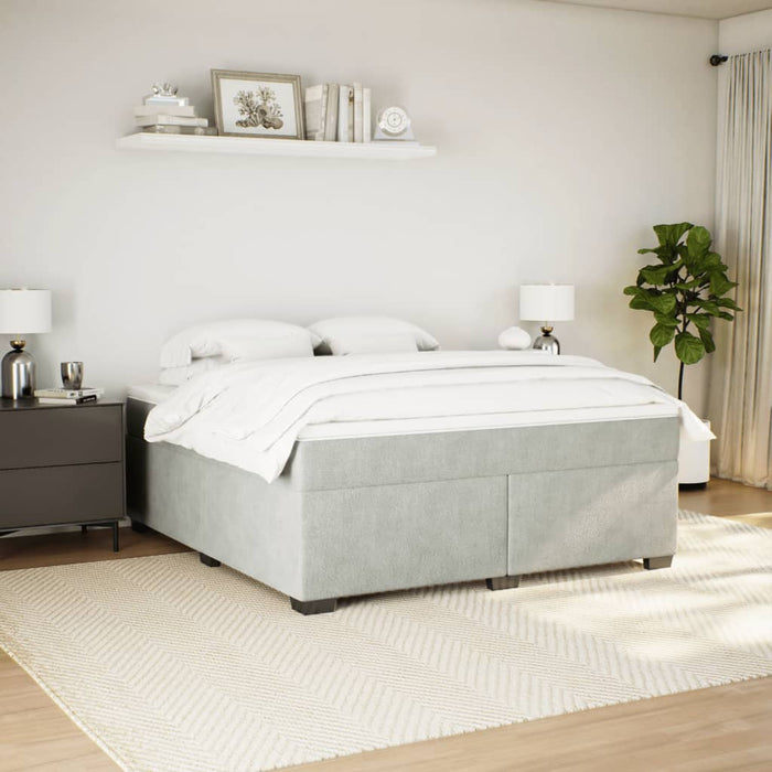 Pat box spring cu saltea, gri deschis, 180x200 cm, catifea - WALTI WALTI