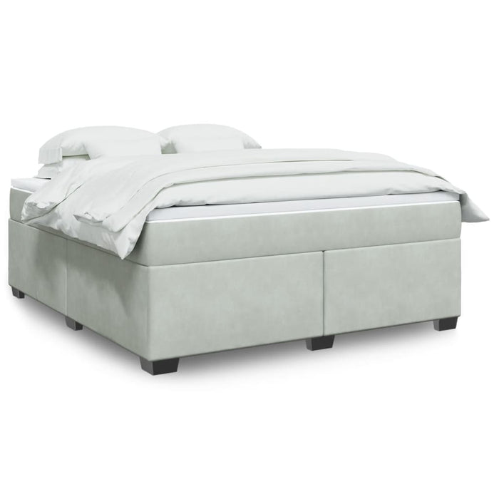 Pat box spring cu saltea, gri deschis, 180x200 cm, catifea - WALTI WALTI