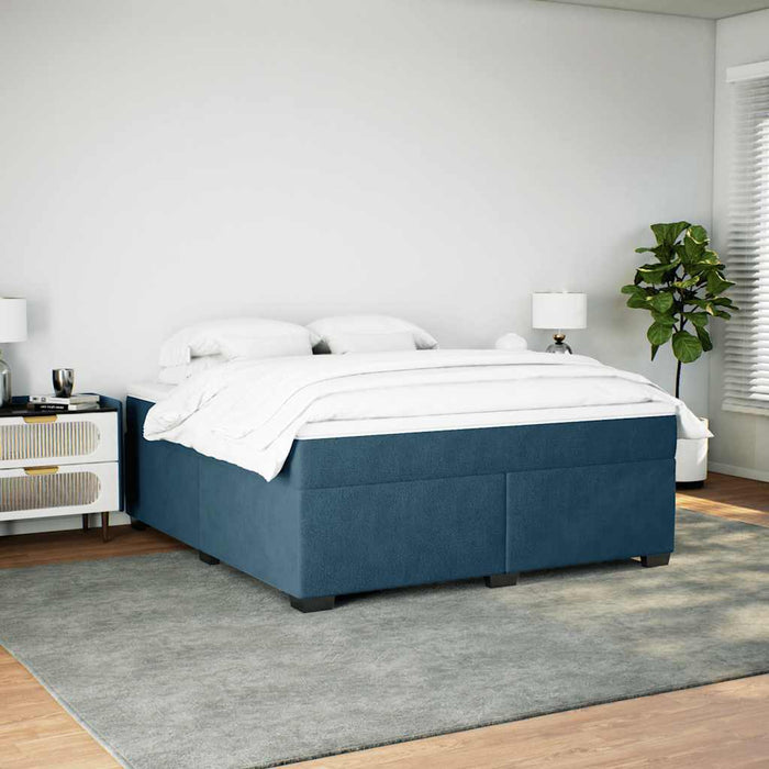 Pat box spring cu saltea, albastru închis, 180x200 cm, catifea - WALTI WALTI