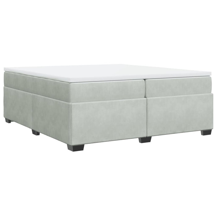 Pat box spring cu saltea, gri deschis, 200x200 cm, catifea - WALTI WALTI