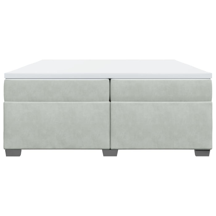Pat box spring cu saltea, gri deschis, 200x200 cm, catifea - WALTI WALTI