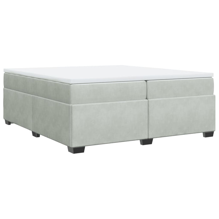 Pat box spring cu saltea, gri deschis, 200x200 cm, catifea - WALTI WALTI