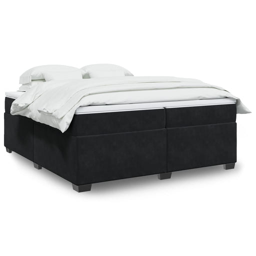 Pat box spring cu saltea, negru, 200x200 cm, catifea - WALTI WALTI