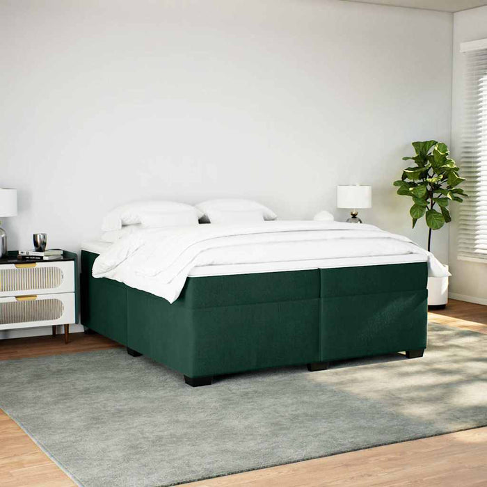 Pat box spring cu saltea, verde închis, 200x200 cm, catifea - WALTI WALTI