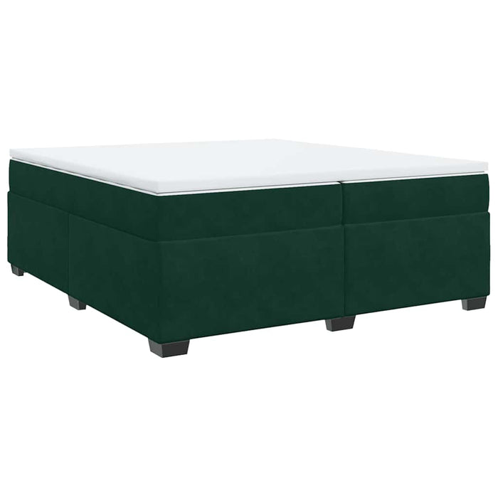 Pat box spring cu saltea, verde închis, 200x200 cm, catifea - WALTI WALTI