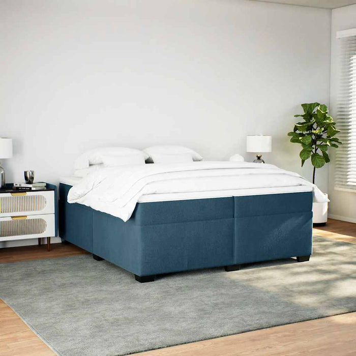 Pat box spring cu saltea, albastru închis, 200x200 cm, catifea - WALTI WALTI