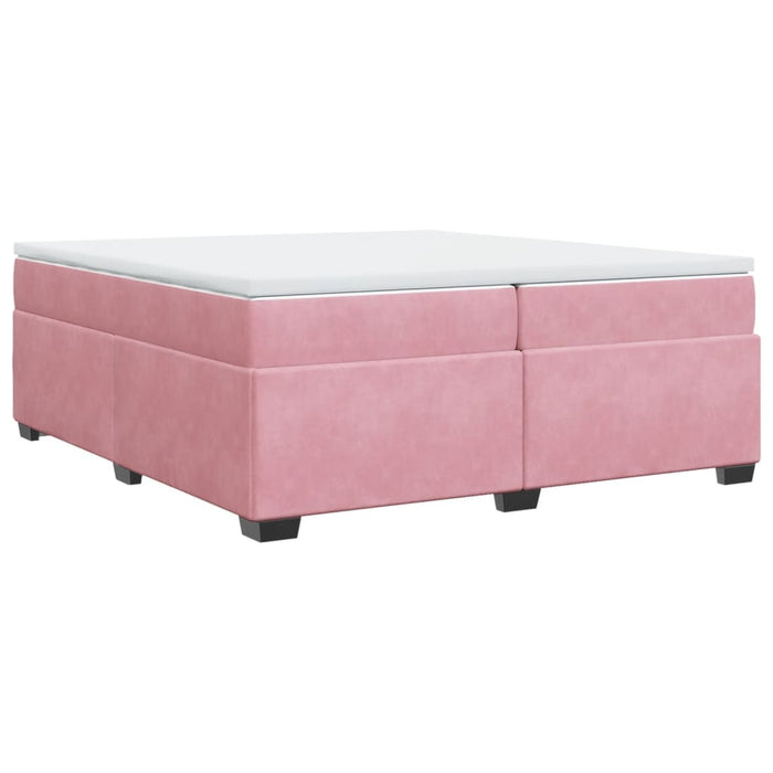 Pat box spring cu saltea, roz, 200x200 cm, catifea - WALTI WALTI