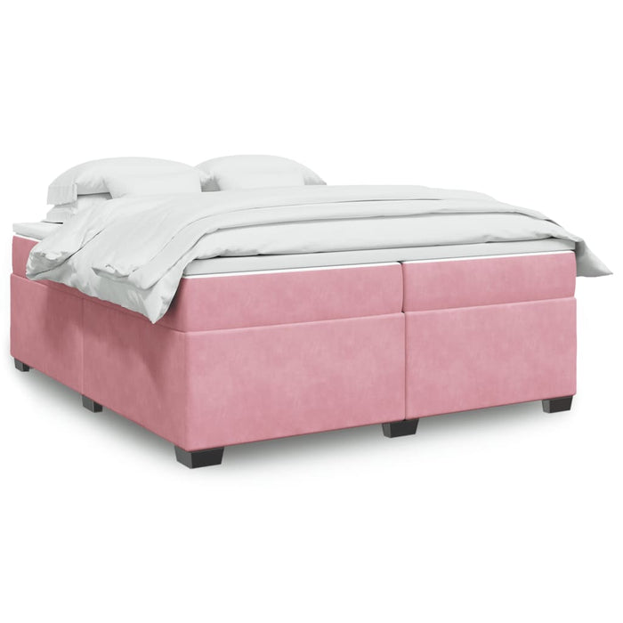 Pat box spring cu saltea, roz, 200x200 cm, catifea - WALTI WALTI