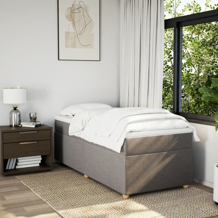Pat box spring cu saltea, gri taupe, 80x200 cm, textil - WALTI WALTI