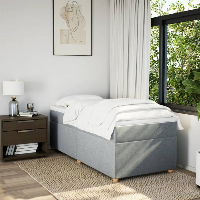 Pat box spring cu saltea, gri deschis, 90x190 cm, textil - WALTI WALTI