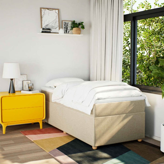 Pat box spring cu saltea, crem, 90x190 cm, textil - WALTI WALTI